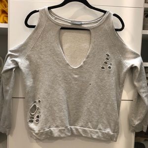 NWOT Distressed Sweatshirt w/ Cut-Out
